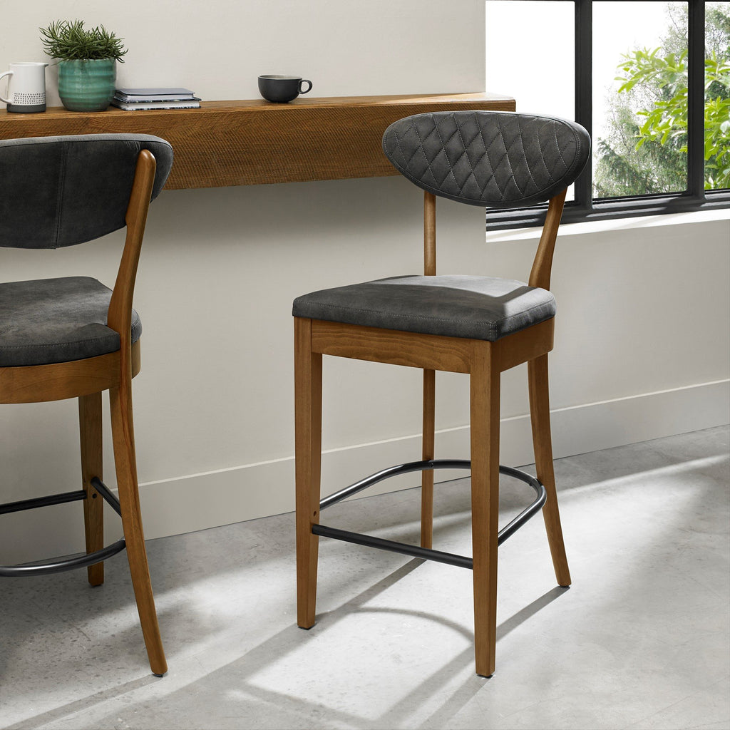 Ellipse Rustic Upholstered Bar Stool - Dark Grey