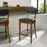 Ellipse Rustic Upholstered Bar Stool - Dark Grey