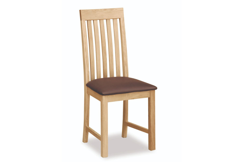Wooden chair with a brown cushion on a white background