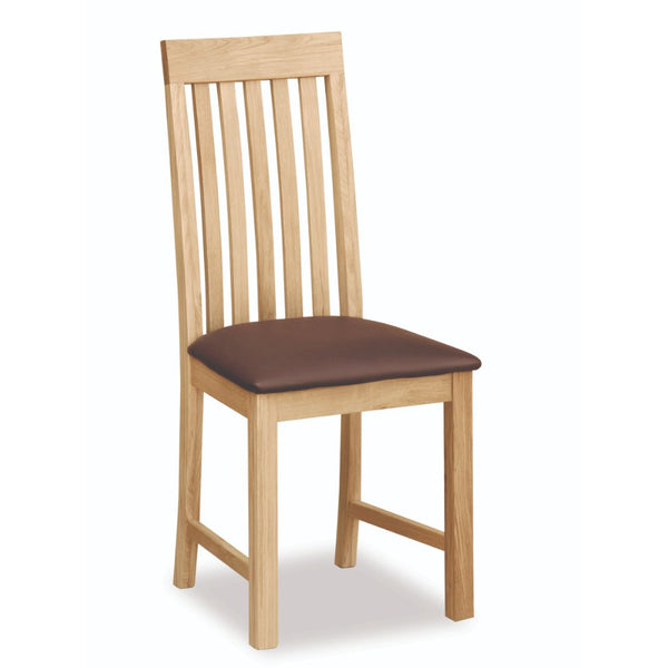 Wooden chair with a brown cushion on a white background