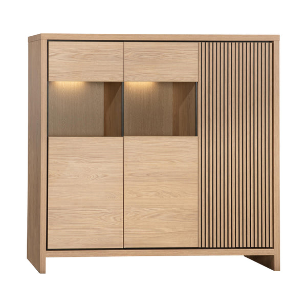 Wooden cabinet with doors on a white background