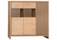 Wooden cabinet with doors on a white background