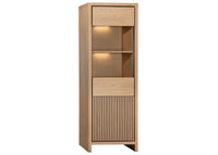Wooden cabinet with a drawer and shelves on a white background