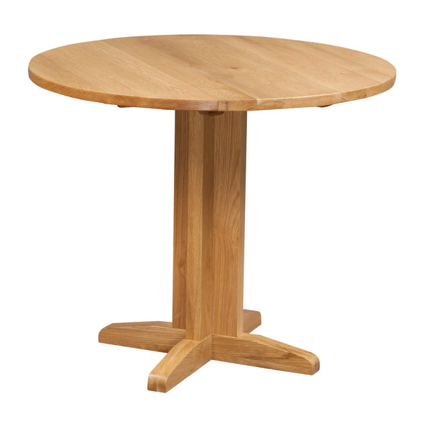 Wooden round table on a white background