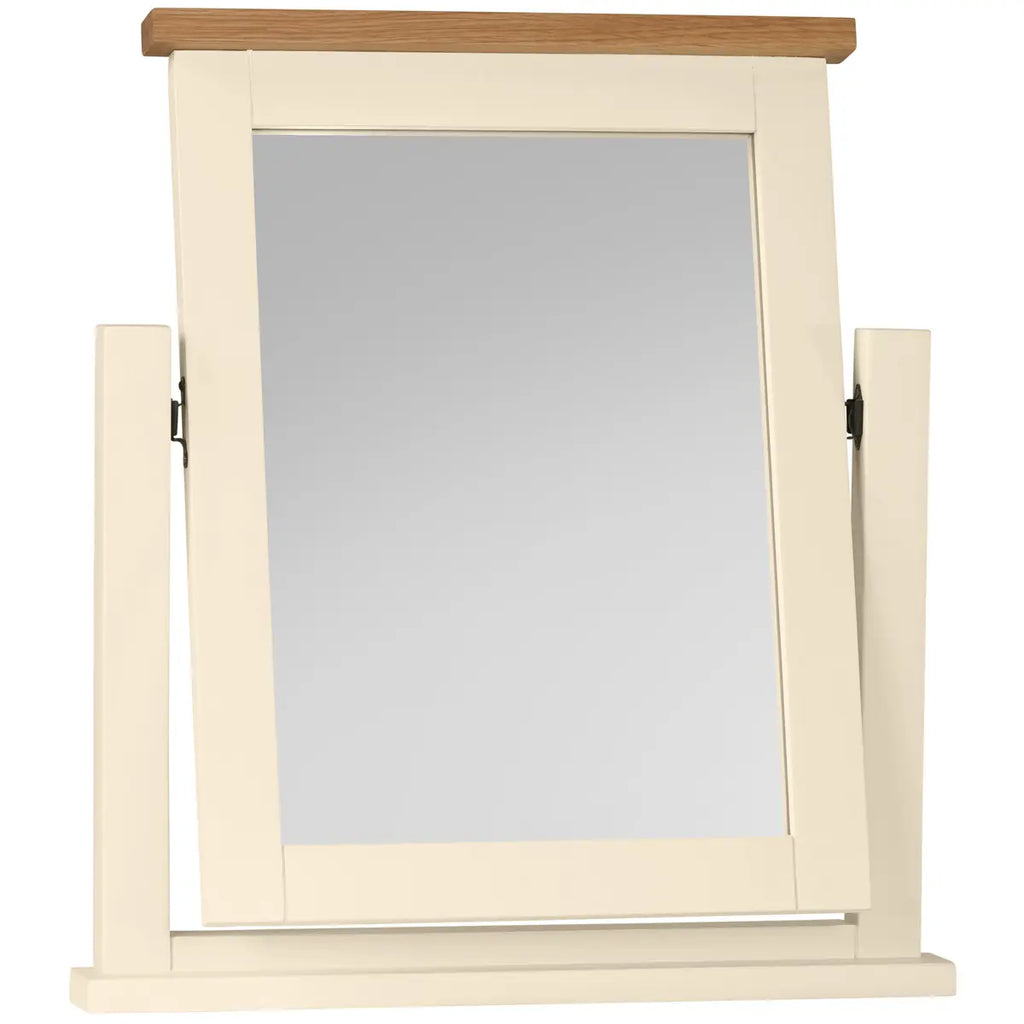 Wooden window frame with a wooden top and beige body on a white background
