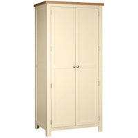Beige wardrobe with wooden top on a white background