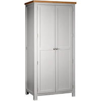 Gray wardrobe with wooden top on a white background