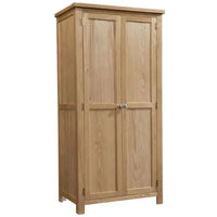 Wooden wardrobe with two doors on a white background