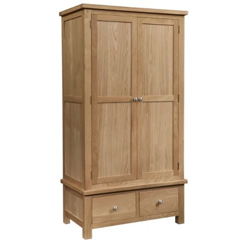 Dorset Oak Double Wardrobe With 2 Drawers